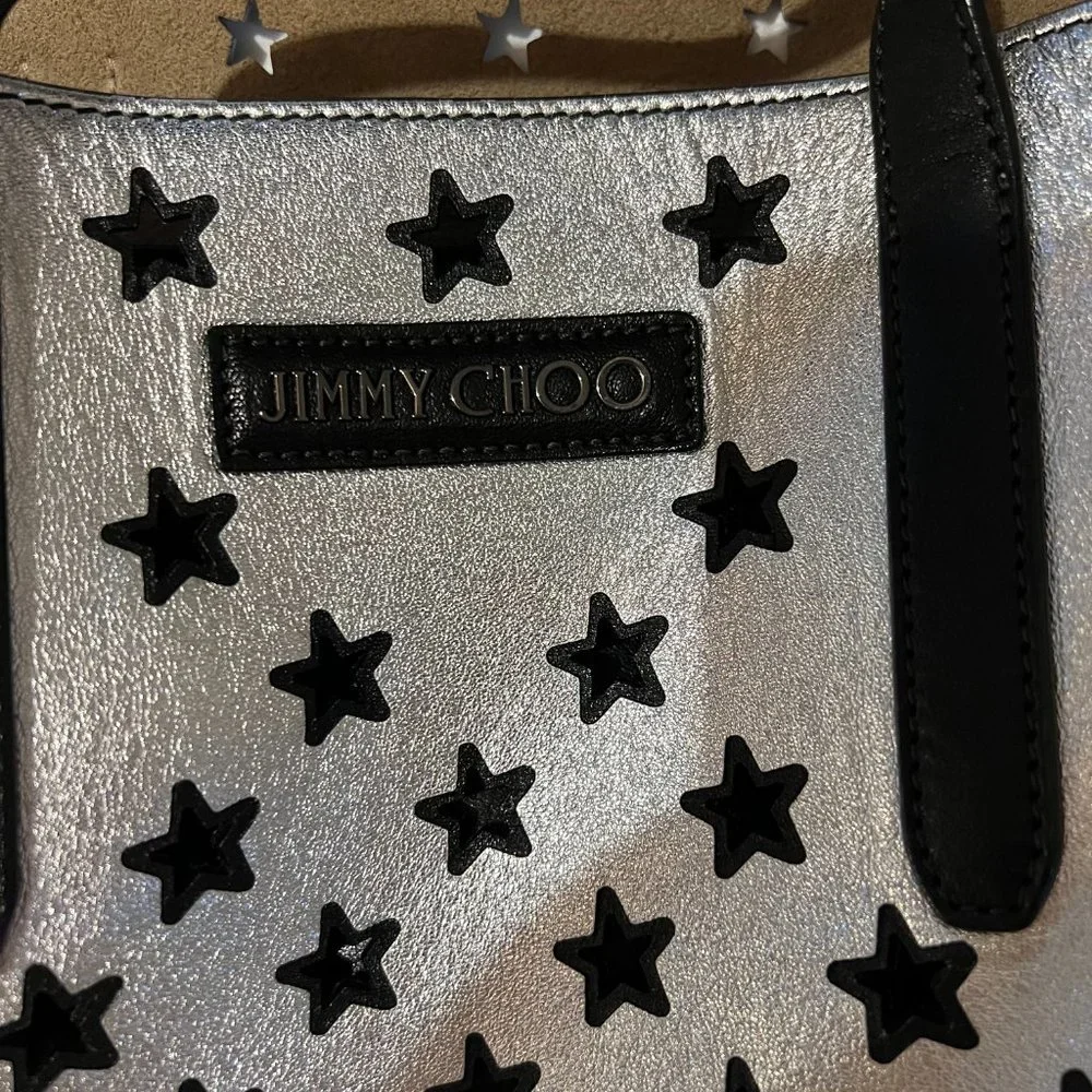 ** JIMMY CHOO Pimlico Star Punching Shoulder Open Tote Bag ** - Picture 5 of 16